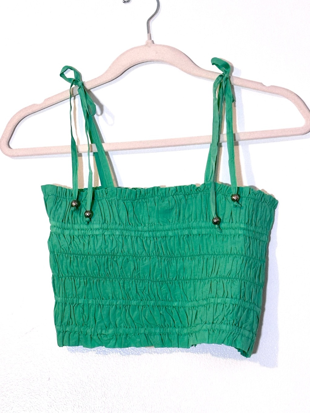 *NWT* ELAN Lili Tie Straps Smock Crop Top Mint
